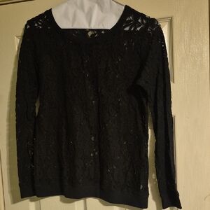 Black Lace Long Sleeve Top